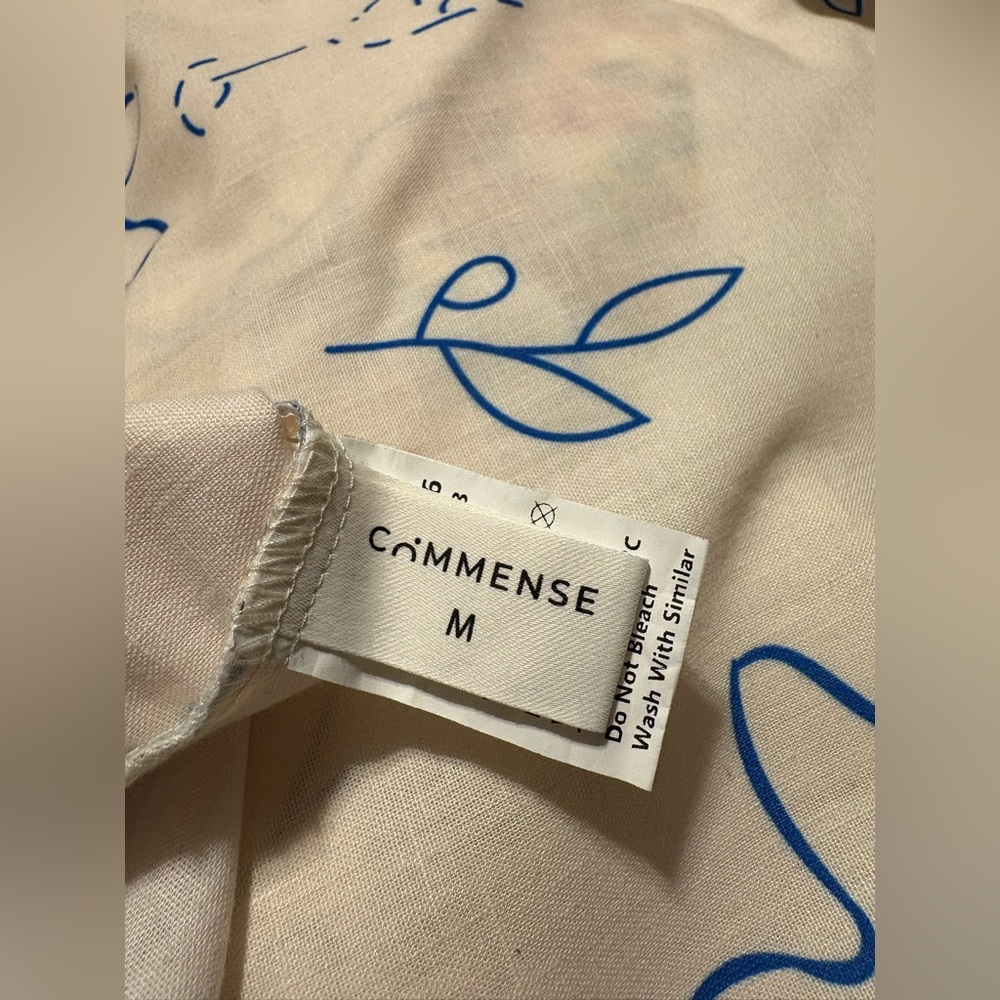 Cummense Ciao Wine Cream Blue Graphic Babydoll Ruffle Dress Medium - Picture 2 of 10